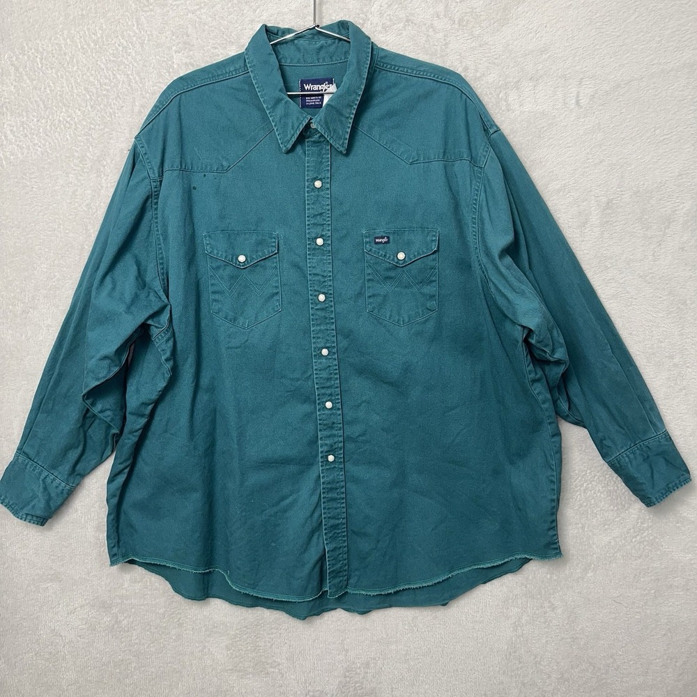 Wrangler Brushpopper Shirt Big Man Fit X-Long Tails 20-35 (chest 64) Teal